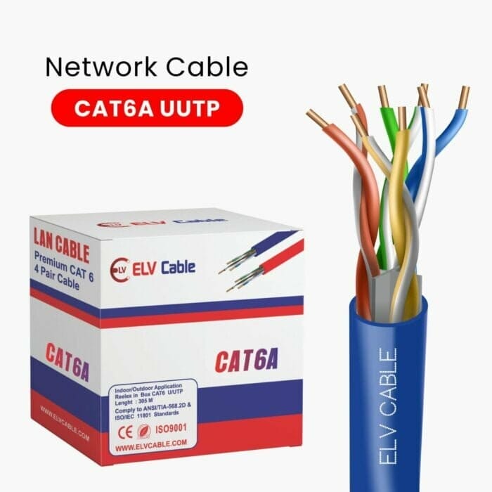 Cat6a Network Cable 23awg 4twisted pair U-Utp 305m Blue Color