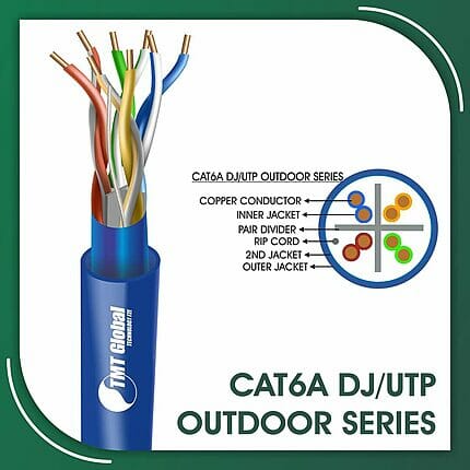 cat6a Network Cable 23awg twisted Pair u-utp Double Jacket 305m