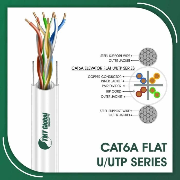 cat6a 23awg 4 twisted pair U-UTP Elevator Network Cable 305m