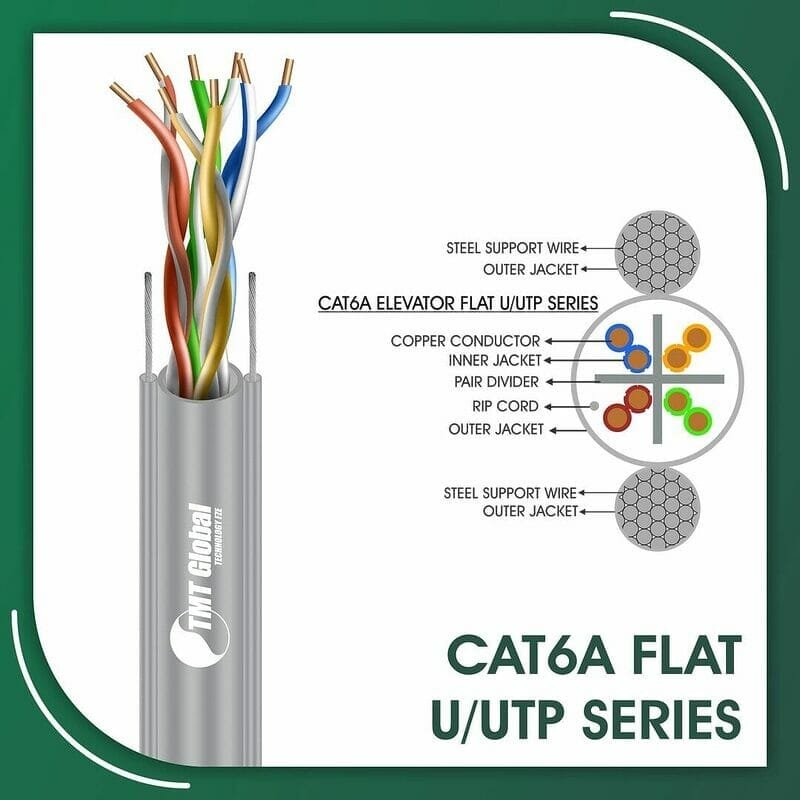 cat6a 23awg 4 twisted pair U-UTP Elevator Network Cable 305m