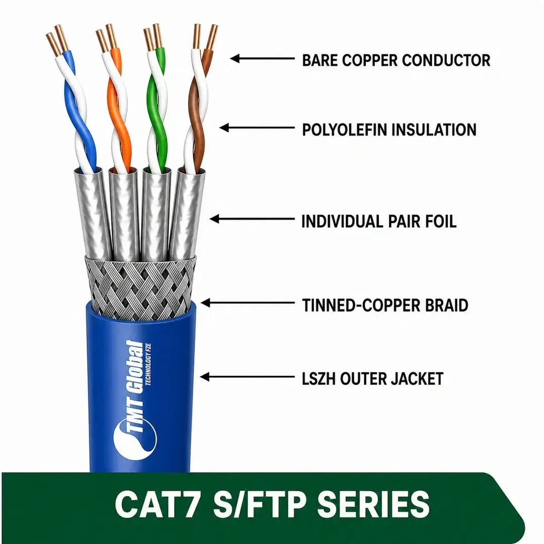 CAT7 S/FTP LSZH Network Cable 23 AWG 4 Pair 305 m – 7X538BLX Series CAT7 S/FTP LSZH Network Cable 23 AWG 4 Pair 305 m – 7X538BLX Series