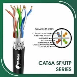 Cat6a sf utp cable 6axx5b pe outdoor 23 awg 4 pair 305m Cat6a sf utp cable 6axx2b pe outdoor 23 awg 4 pair 305m Cat6a sf utp 6axx6m PE Outdoor Cable 23 awg 4 pair 305m
