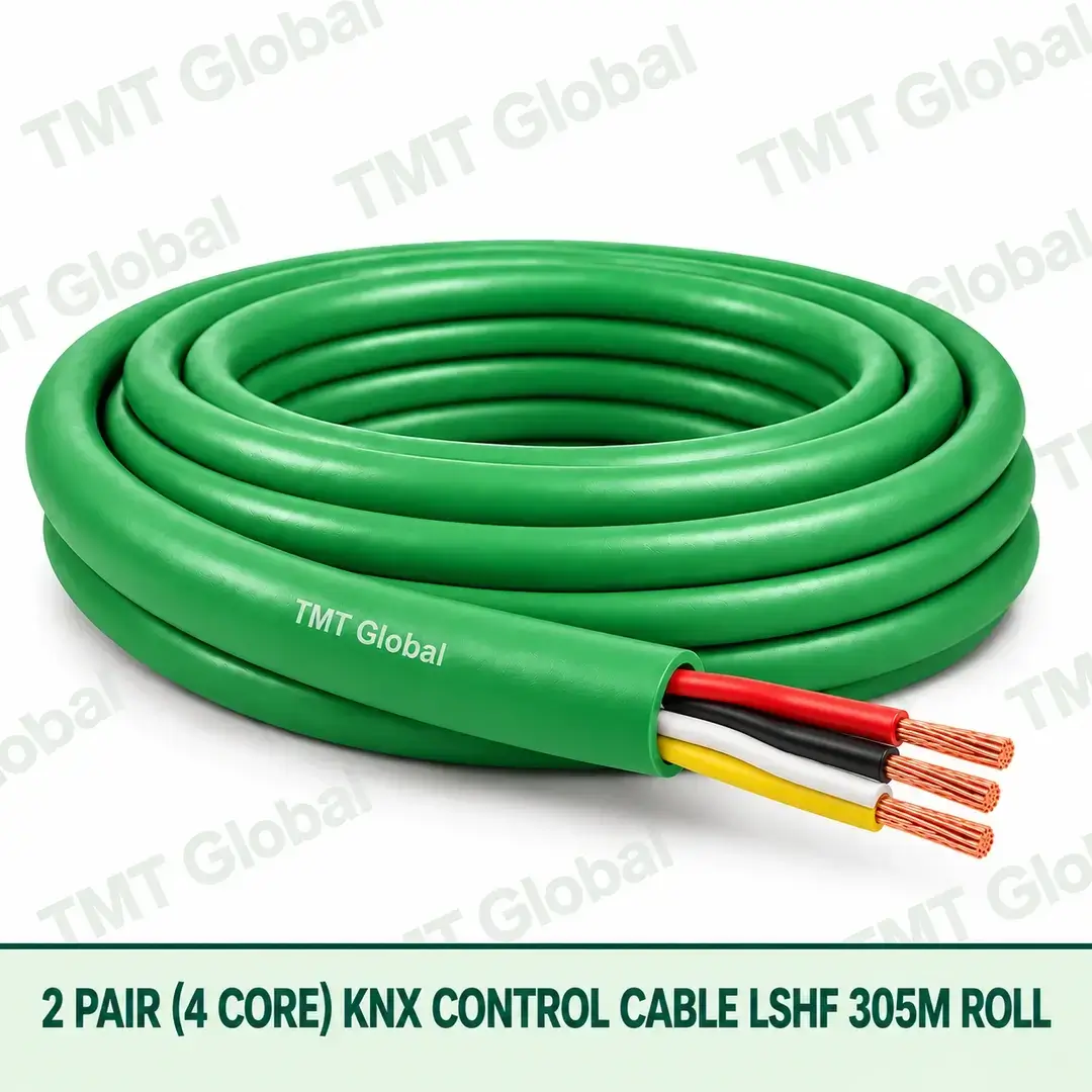 TMT Global green LSZH KNX control cable, two pairs and four copper cores. TMT Global green LSZH KNX control cable, two pairs and four copper cores.
