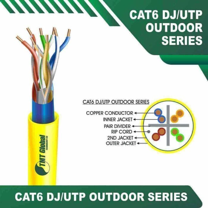 Cat6 dj utp 6xxx6m PE+PVC Outdoor Cable 23 awg 4 pair 305m - Image 3