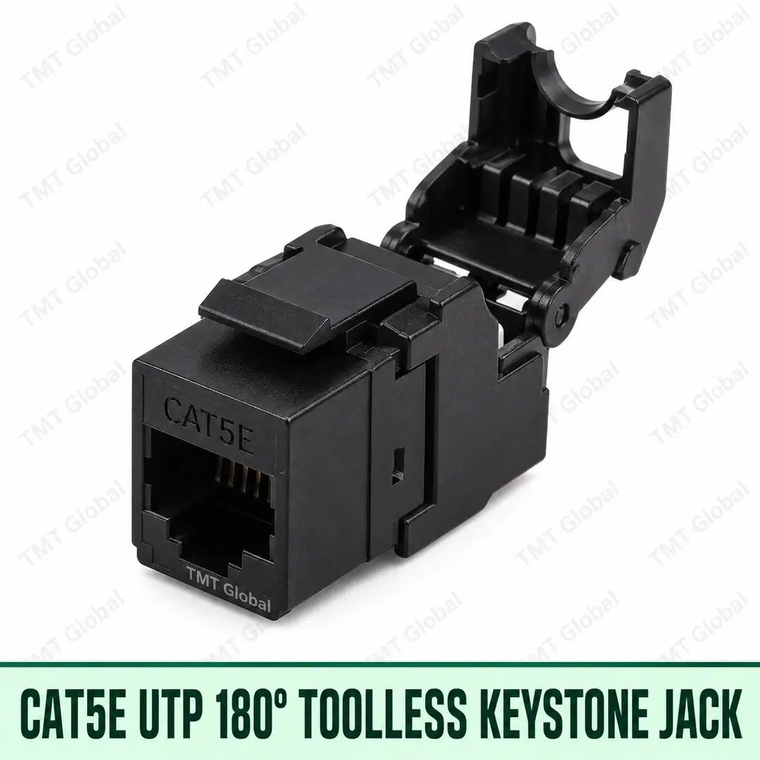 Cat5e UTP 180-degree tool-less keystone jack, TMT Global Cat5e UTP 180-degree tool-less keystone jack, TMT Global