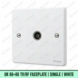 UK 86 by 86 millimetre single TV-RF coax faceplate in white, TMT Global