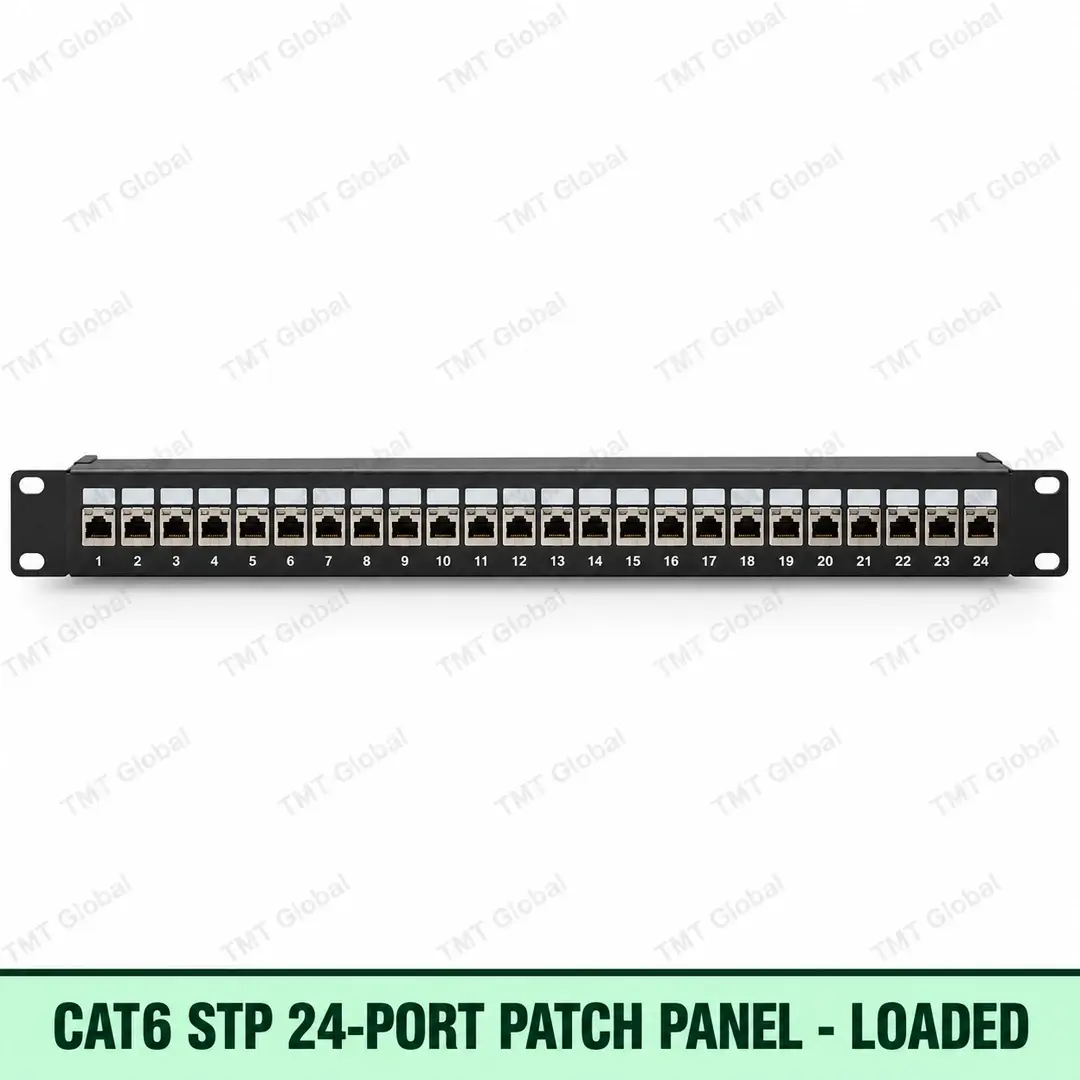 Cat6 STP 24-Port Patch Panel Loaded by TMT Global Cat6 STP 24-Port Patch Panel Loaded by TMT Global