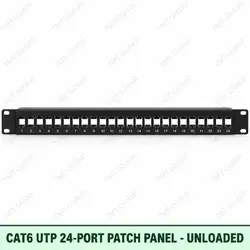 Cat6 UTP 24-Port Angled Patch Panel – Unloaded
