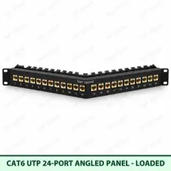 Cat6 UTP 24-Port Angled Patch Panel – Loaded