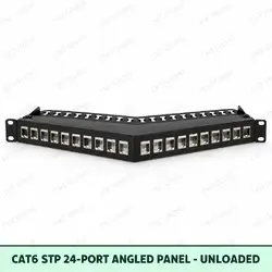 Cat6 STP 24-Port Angled Patch Panel – Unloaded