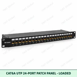 Cat6A UTP 24-Port Patch Panel – Loaded