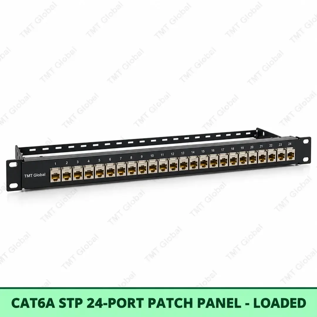Cat6A STP 24-Port Patch Panel – Loaded Cat6A STP 24-Port Patch Panel – Loaded