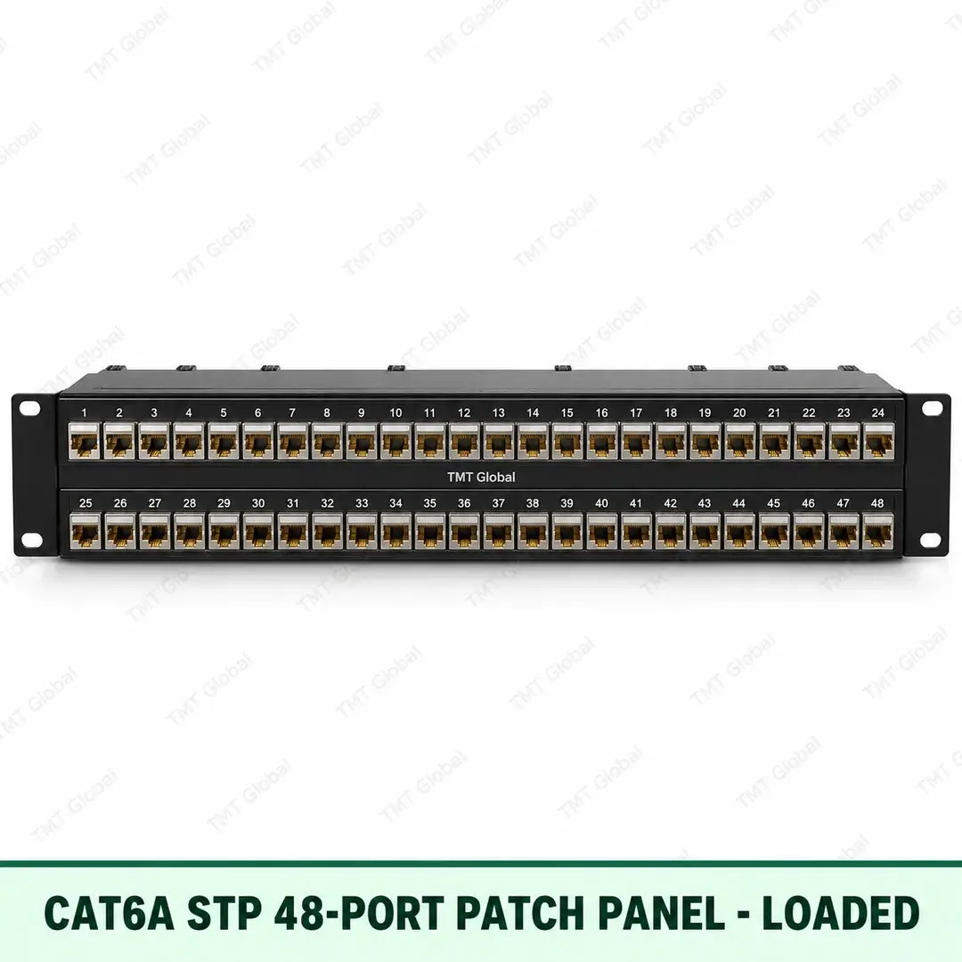 Cat6A STP 48-Port Patch Panel – Loaded Cat6A STP 48-Port Patch Panel – Loaded