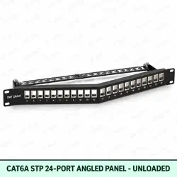 Cat6A STP 24-Port Angled Patch Panel – Unloaded