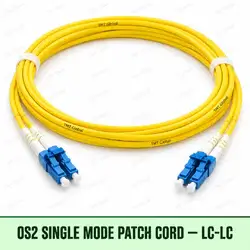 OS2 single-mode LC-LC fibre patch cord with yellow duplex jacket, TMT Global