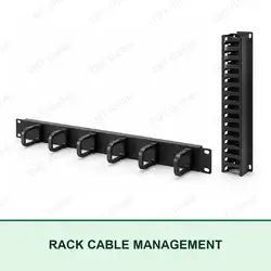 TMT Global rack cable management panel with horizontal D-rings and vertical finger duct