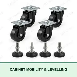 TMT Global rack cabinet swivel caster wheels and adjustable levelling feet