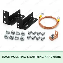 TMT Global rack mounting brackets, cage nuts, screws and copper earthing bond kit