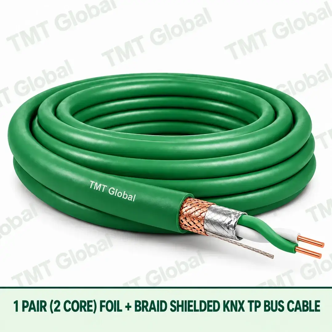 TMT Global 1 pair 2 core KNX TP bus cable with foil and braid shielding. TMT Global 1 pair 2 core KNX TP bus cable with foil and braid shielding.