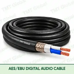 TMT Global 1 Pair 2 Core 110 Ohm AES EBU Digital Audio Cable product image showing the cable coil and exposed conductor cutaway.