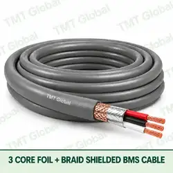 TMT Global 3 Core Foil And Braid Shielded BMS Cable product cable with 3 clearly visible conductors; foil and braid shielded.