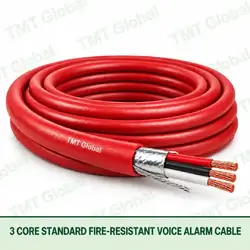 TMT Global 3 Core Standard Fire Resistant Voice Alarm Cable product image showing the cable coil and exposed conductor cutaway.