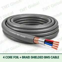 TMT Global 4 Core Foil And Braid Shielded BMS Cable product cable with 4 clearly visible conductors; foil and braid shielded.