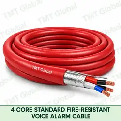 TMT Global 4 Core Standard Fire Resistant Voice Alarm Cable product image showing the cable coil and exposed conductor cutaway.