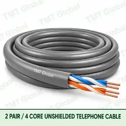 TMT Global 2 Pair 4 Core Unshielded Telephone Cable product image showing the cable coil and exposed conductor cutaway.