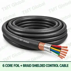 TMT Global 6 core Foil + Braid Shielded Control Cable, with 6 visible copper conductors; foil + braid shielded.