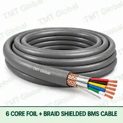 TMT Global 6 Core Foil And Braid Shielded BMS Cable product cable with 6 clearly visible conductors; foil and braid shielded.