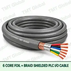 TMT Global 6 core foil + braid shielded PLC I/O cable, with 6 visible copper conductors.