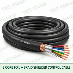 TMT Global 8 core Foil + Braid Shielded Control Cable, with 8 visible copper conductors; foil + braid shielded.