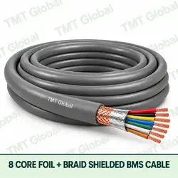 TMT Global 8 Core Foil And Braid Shielded BMS Cable product cable with 8 clearly visible conductors; foil and braid shielded.