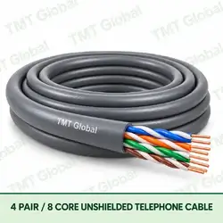 TMT Global 4 Pair 8 Core Unshielded Telephone Cable product image showing the cable coil and exposed conductor cutaway.