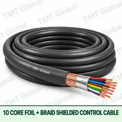 TMT Global 10 core Foil + Braid Shielded Control Cable, with 10 visible copper conductors; foil + braid shielded.