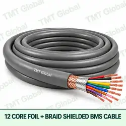 TMT Global 12 Core Foil And Braid Shielded BMS Cable product cable with 12 clearly visible conductors; foil and braid shielded.