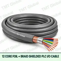 TMT Global 12 core foil + braid shielded PLC I/O cable, with 12 visible copper conductors.