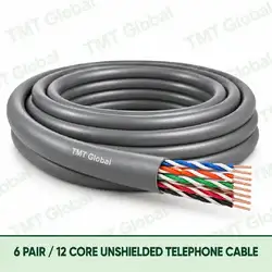 TMT Global 6 Pair 12 Core Unshielded Telephone Cable product image showing the cable coil and exposed conductor cutaway.