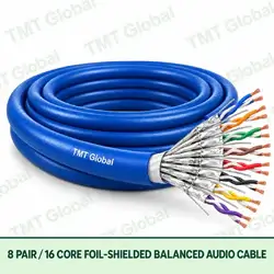 TMT Global 8 Pair 16 Core Foil Shielded Balanced Audio Cable product image showing the cable coil and exposed conductor cutaway.