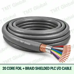 TMT Global 20 core foil + braid shielded PLC I/O cable, with 20 visible copper conductors.