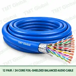 TMT Global 12 Pair 24 Core Foil Shielded Balanced Audio Cable product image showing the cable coil and exposed conductor cutaway.