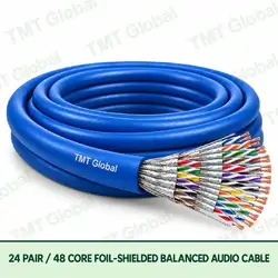 TMT Global 24 Pair 48 Core Foil Shielded Balanced Audio Cable product image showing the cable coil and exposed conductor cutaway.