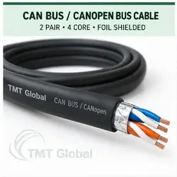 TMT Global 2 pair, 4 core, foil shielded CAN Bus / CANopen Bus Cable, with the protocol, pair count, core count, and shielding visible.
