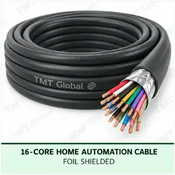 TMT Global 16 core foil shielded home automation cable, with 16 colored copper conductors.