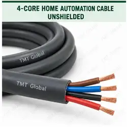 TMT Global 4 core unshielded home automation cable, with 4 colored copper conductors.