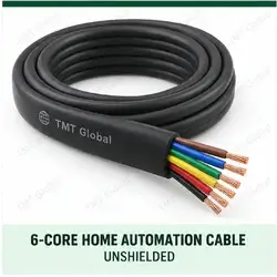 TMT Global 6 core unshielded home automation cable, with 6 colored copper conductors.