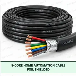 TMT Global 8 core foil shielded home automation cable, with 8 colored copper conductors.