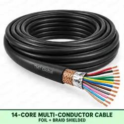 TMT Global 14 core foil + braid shielded multi-conductor cable, with 14 individually insulated copper conductors.