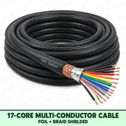 TMT Global 17 core foil + braid shielded multi-conductor cable, with 17 individually insulated copper conductors.